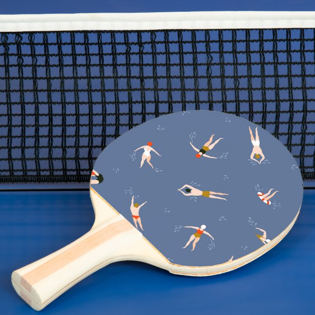 Vintage Swimmers Pattern Ping Pong Paddle (Insitu)