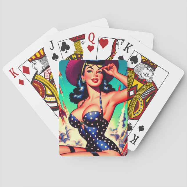 Vintage Swimsuit Pin-up Playing Cards (Back)