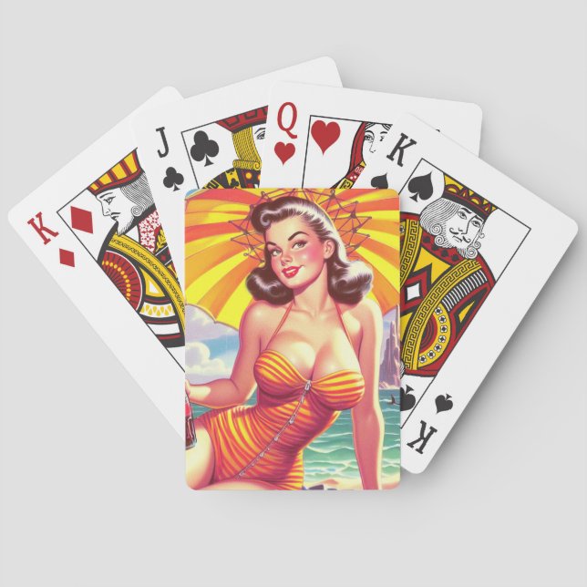 Vintage Swimsuit Pin-up Playing Cards (Back)