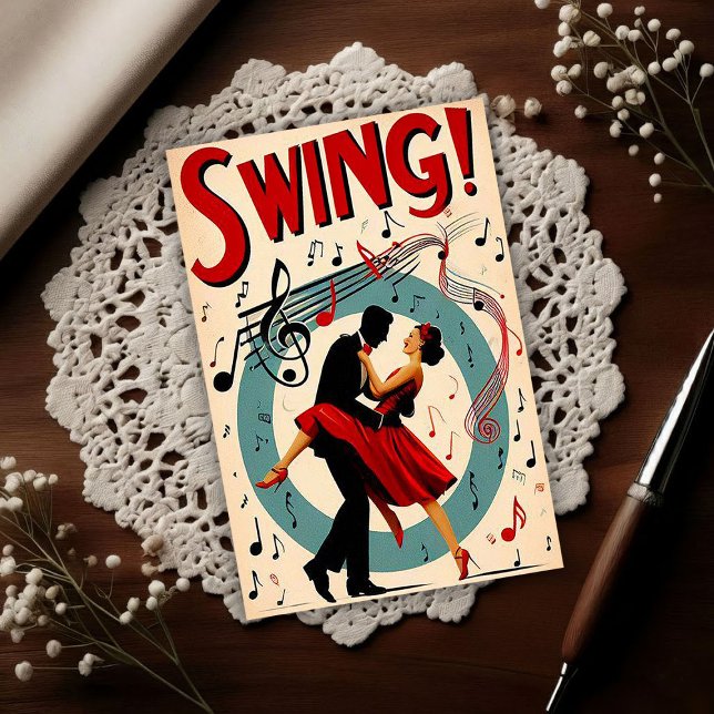 Vintage Swing Dance Night  Postcard (Creator Uploaded)