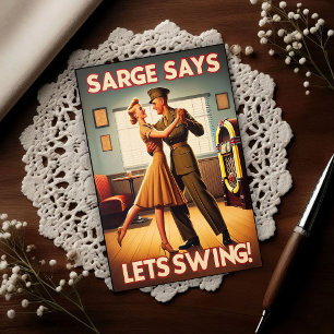 Vintage Swing Dance Salute to Military Service Postcard