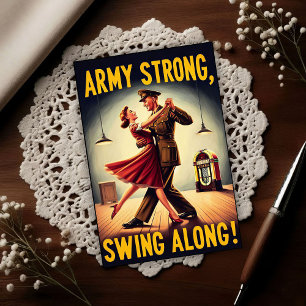 Vintage Swing Dance Salute to Military Service Postcard