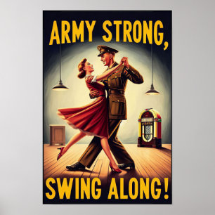 Vintage Swing Dance Salute to Military Service  Poster
