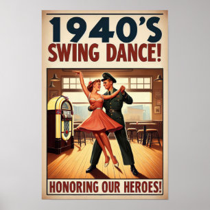 Vintage Swing Dance Salute to Military Service Poster
