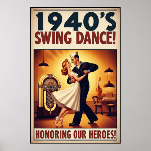 Vintage Swing Dance Salute to Service Poster