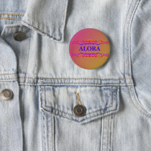 Vintage Swirl Border Neon Pink and Yellow Gradient 6 Cm Round Badge