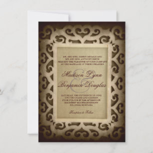 Vintage Swirl Frame Rustic Country Wedding Invites
