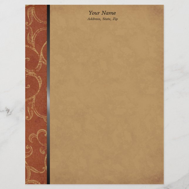 Vintage Swirl-Orange Letterhead Design (Front)