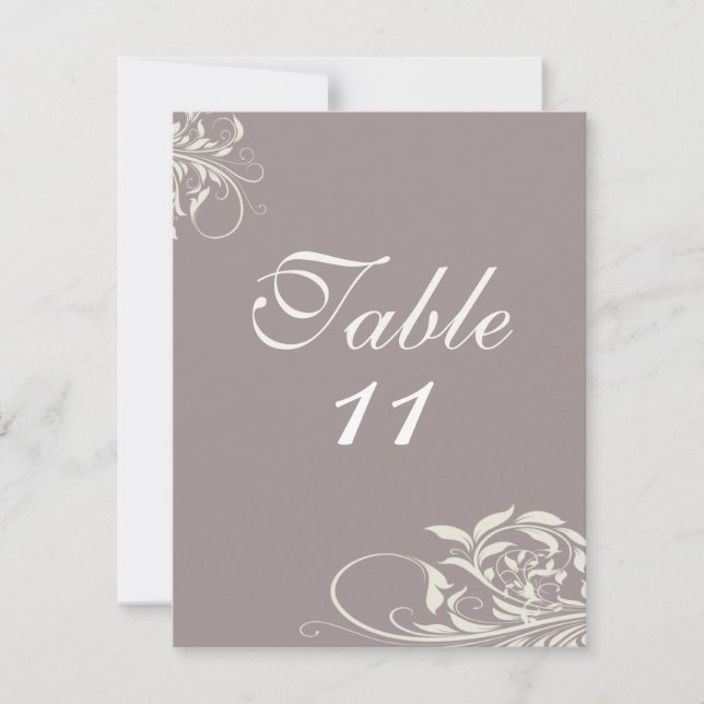 Vintage Swirl Wedding Table Numbers (Front)
