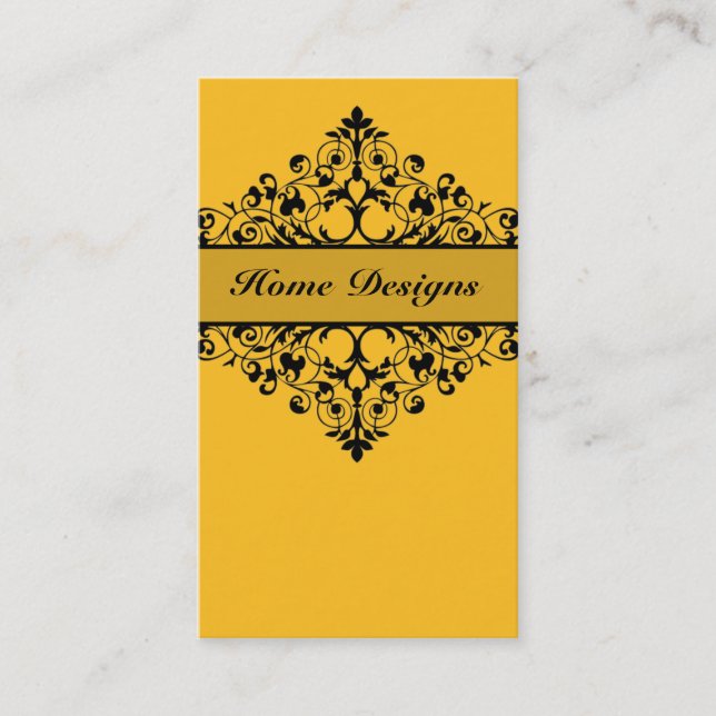 Vintage Swirl Yellow & Black Business Card (Front)