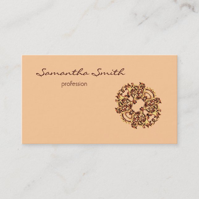 Vintage swirl yellow designer Business card (Front)