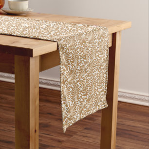 Vintage Swirling Leaf Patterns on White Back Short Table Runner