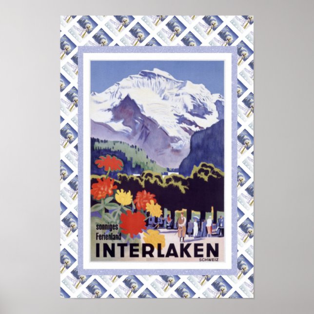 Vintage Swiss Railway Poster Interlaken (Front)