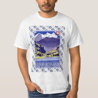 Vintage Swiss Railway Poster Luzern Interlaken T-Shirt
