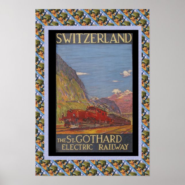 Vintage Swiss Railway Switzerland electric railway Poster (Front)