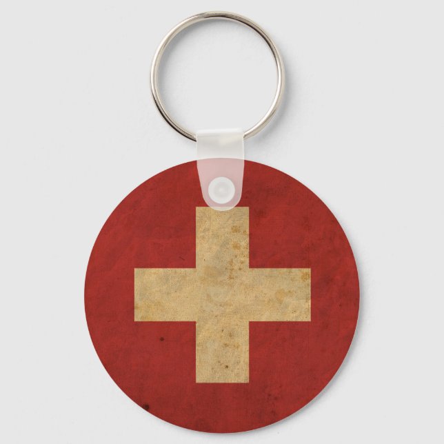 Vintage Switzerland Flag Key Ring (Front)