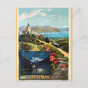 Vintage Switzerland France Lake Geneva Leman Postcard
