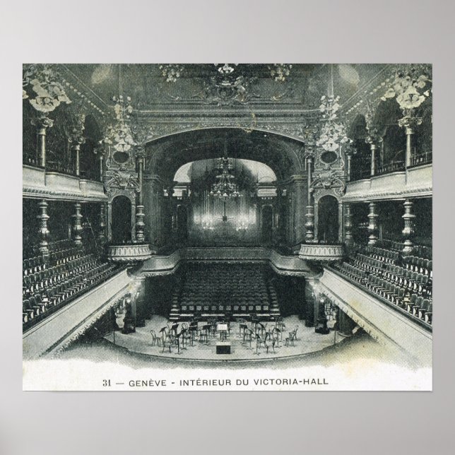 Vintage Switzerland, Geneva 1910, Victoria Hall Poster (Front)