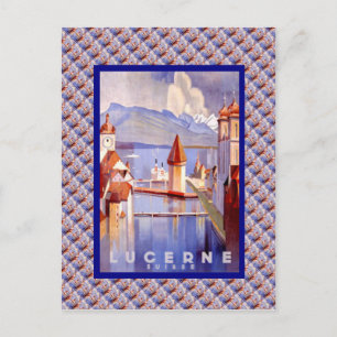Vintage Switzerland, Lucerne, Bridges Postcard