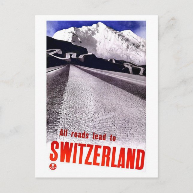 Vintage Switzerland Roads Postcard (Front)