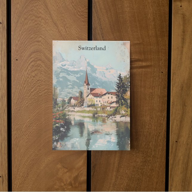 Vintage Switzerland Swiss Alps Scenery  Postcard (Beautiful Switzerland swiss alps travel postcard)