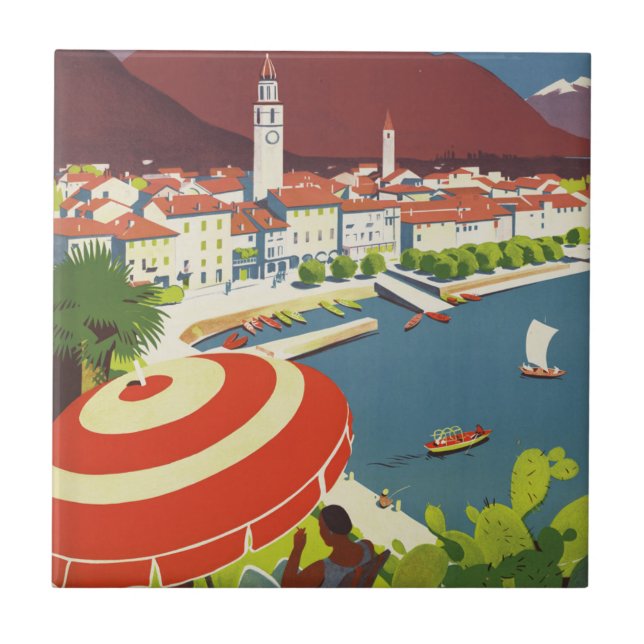 Vintage Switzerland Travel Advert Art Ceramic Tile (Front)
