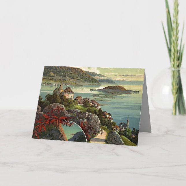 Vintage Switzerland Travel Illustration Art Card (Front)