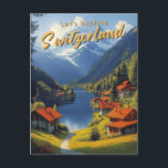 Vintage Switzerland Travel  Postcard<br><div class="desc">Journey to the heart of the Alps with this vintage-inspired Switzerland travel poster! Featuring retro illustrations of iconic Swiss landmarks like the Matterhorn, charming Alpine villages, and crystal-clear lakes, this art print captures the timeless beauty of Switzerland’s most famous destinations. Perfect for travelers, mountain lovers, or anyone nostalgic for European...</div>