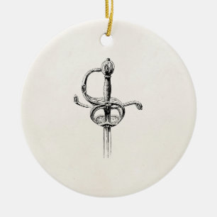 Vintage Sword Hilt Armour Mediaeval Swords Weapon Ceramic Ornament