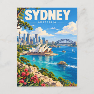 Vintage Sydney Skyline Australia Postcard