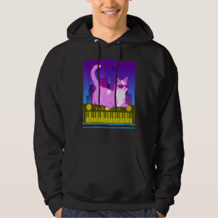 Vintage Synthesizer Cat Retro Synth Vaporwave Keyb Hoodie