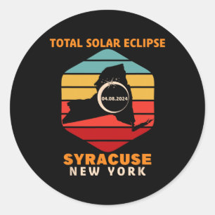 Vintage Syracuse New York Total Solar Eclipse 2024 Classic Round Sticker