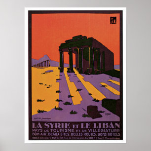 Vintage Syria (Palmyra) and Lebanon travel ad Poster