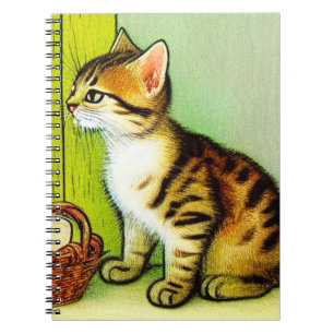 Vintage Tabby Cat Illustration Notebook