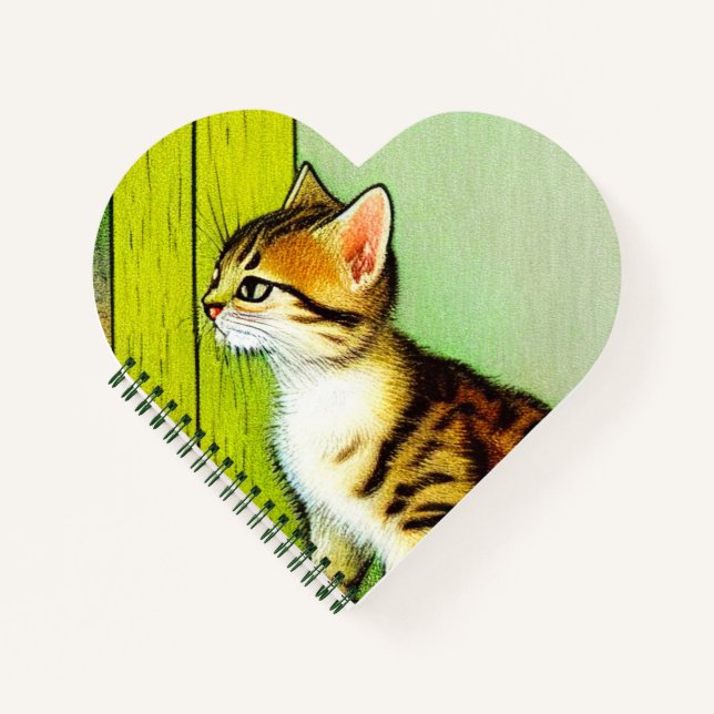 Vintage Tabby Cat Illustration Notebook (Front)