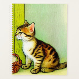 Vintage Tabby Cat Illustration Planner