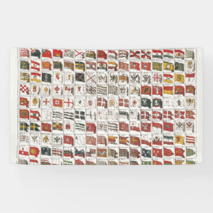 Vintage Table of Sea Flags, Aesthetic Print Banner