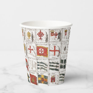 Vintage Table of Sea Flags, Aesthetic Print Paper Cups
