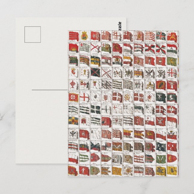 Vintage Table of Sea Flags, Aesthetic Print Postcard (Front/Back)