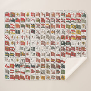 Vintage Table of Sea Flags, Aesthetic Print Sherpa Blanket