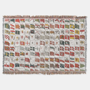 Vintage Table of Sea Flags, Aesthetic Print Throw Blanket