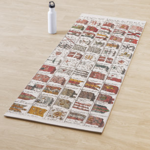 Vintage Table of Sea Flags, Aesthetic Print Yoga Mat