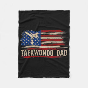Vintage Taekwondo Dad American Usa Flag Sports The Fleece Blanket