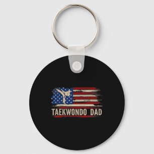 Vintage Taekwondo Dad American Usa Flag Sports The Key Ring