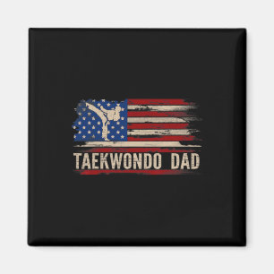 Vintage Taekwondo Dad American Usa Flag Sports The Magnet