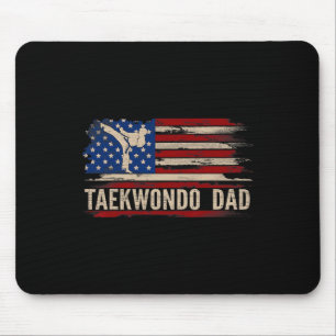 Vintage Taekwondo Dad American Usa Flag Sports The Mouse Pad