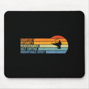 Vintage Taekwondo Tenets _ Martial Arts Graphic Mouse Pad