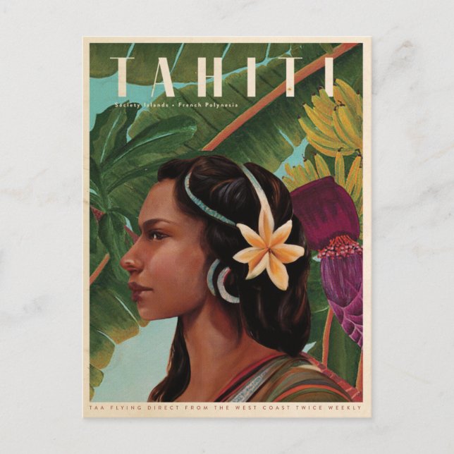 Vintage Tahiti Island girl Postcard (Front)
