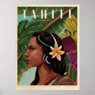 Vintage Tahiti Island girl Poster