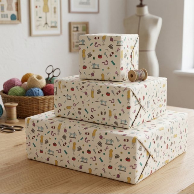 Vintage Tailor Sewing Tools Wrapping Paper (Creator Uploaded)